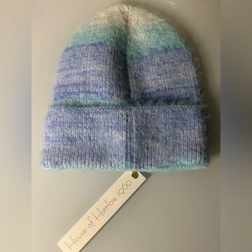 House of Harlow 1960 blue striped Wool Beanie hat
